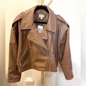 Open Edit Women’s Faux Leather Moto Jacket